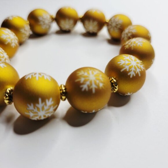 NWT Exclusive Flocked Christmas Stretch Bracelet Amazing Glowing Gold - 7 Inches - Picture 2 of 5